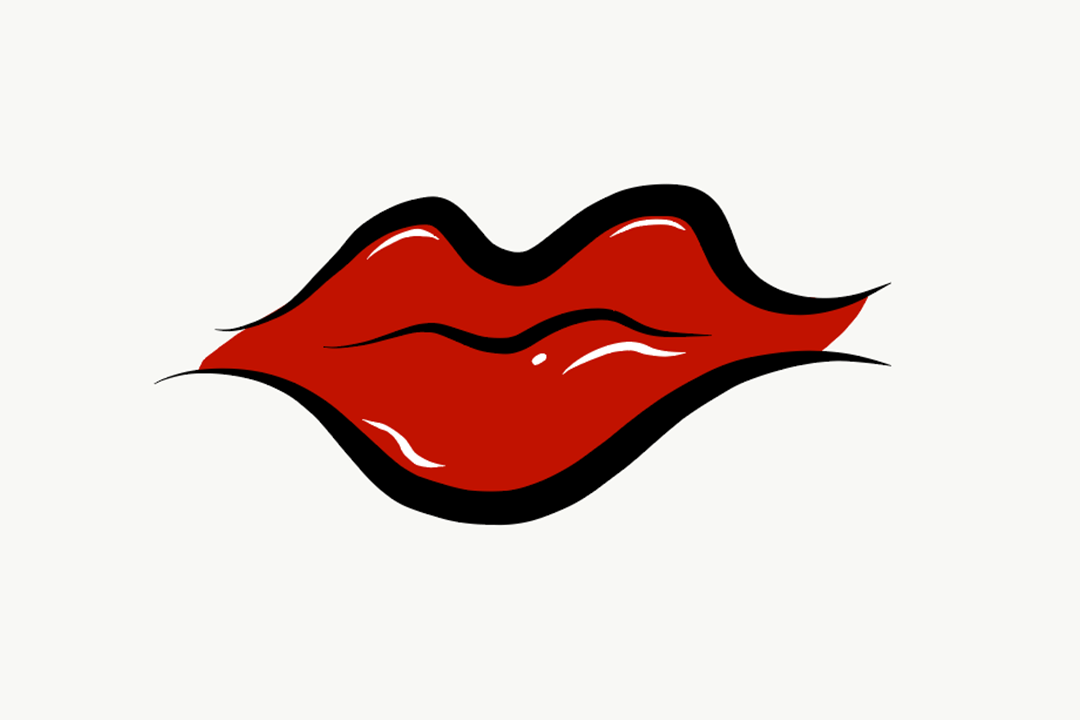 Simple abstract pop art drawing of red shiny lips